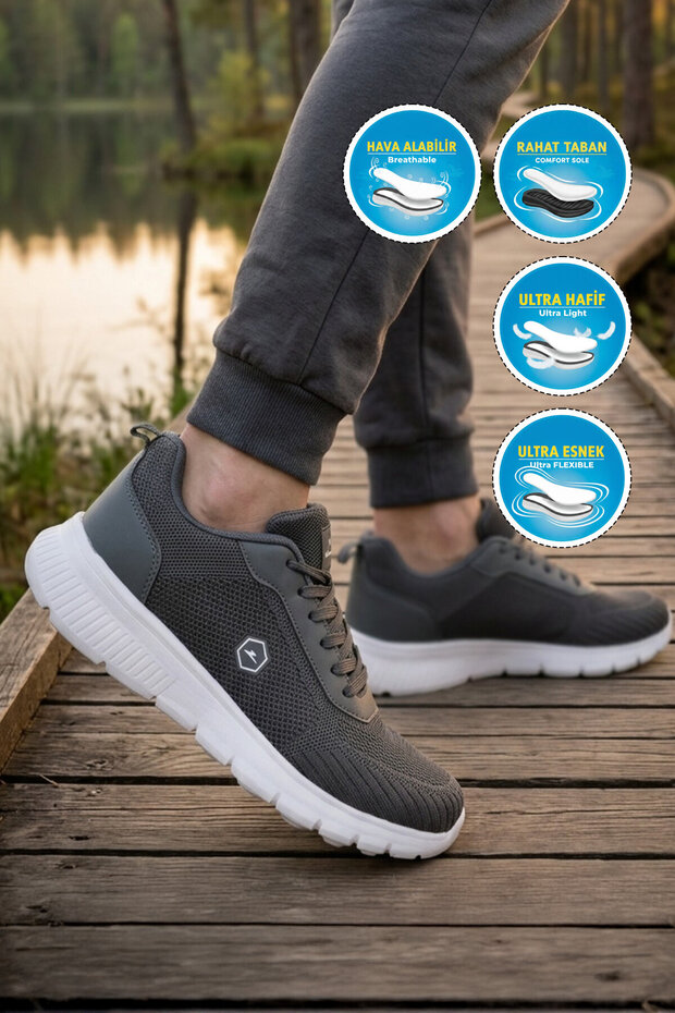 Men's Smoked Casual Sports Shoes Lightweight Comfortable Sole Lace-Up Sneaker 26108
