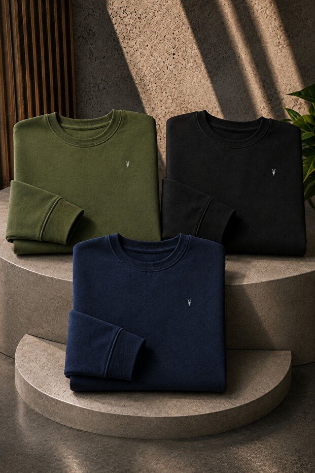 Men's Basic Seasonal Loose 3-Piece Sweatshirt