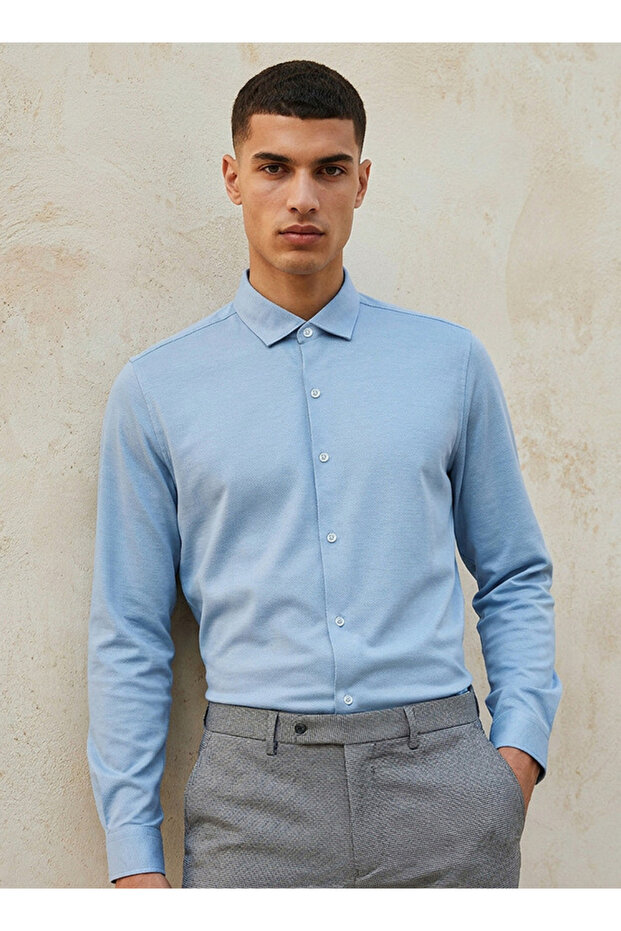 Regular Fit Textured Long Sleeves Shirt