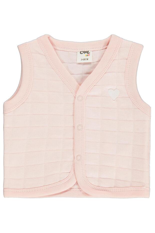 Heart Embroidered 3-18 Months Vest - Pink