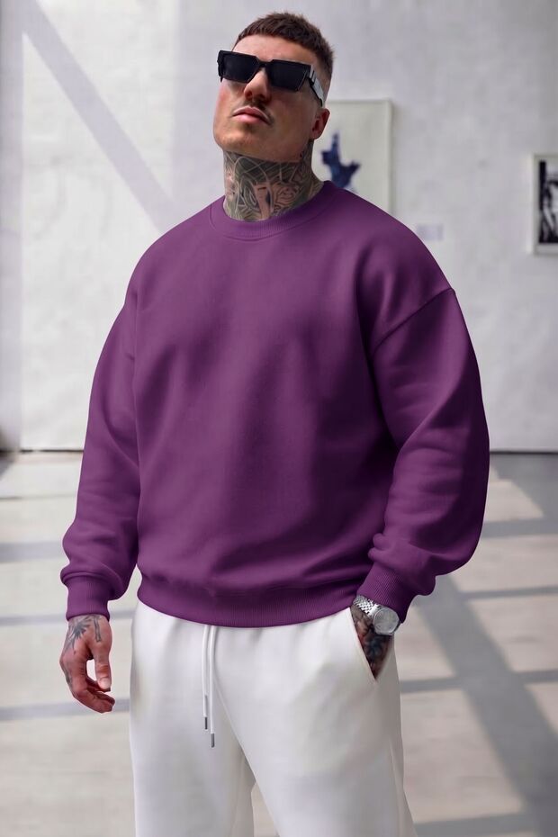 Men's Purple Crew Neck Sweatshirt