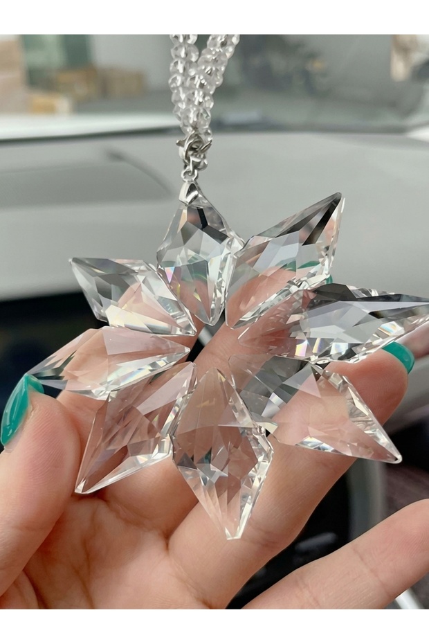 تعليقة مرآة السيارة الكريستالية (شكل ندفة ثلج - Snowflake)