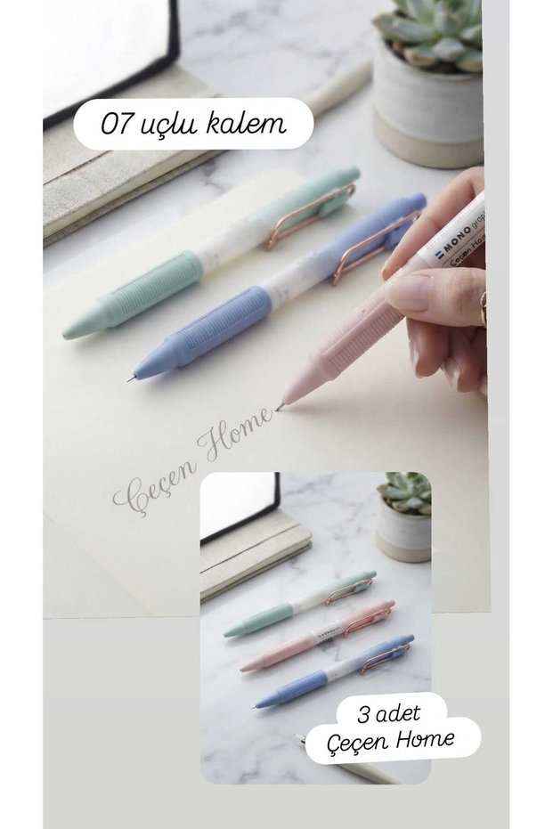 3Pcs Pastel Colored 0.7 mm Tip Pencil Set, Metal Clip Mechanical Versatil Pencil, Ergonomic Grip, Stylish School and Office Stationery