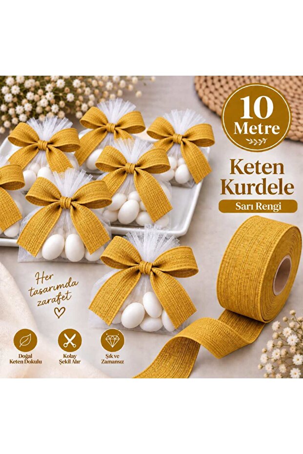Linen Nopeli Ribbon 2.5 cm 10 Meters, Bohça Dowry Special Day Gift Decoration Ribbon