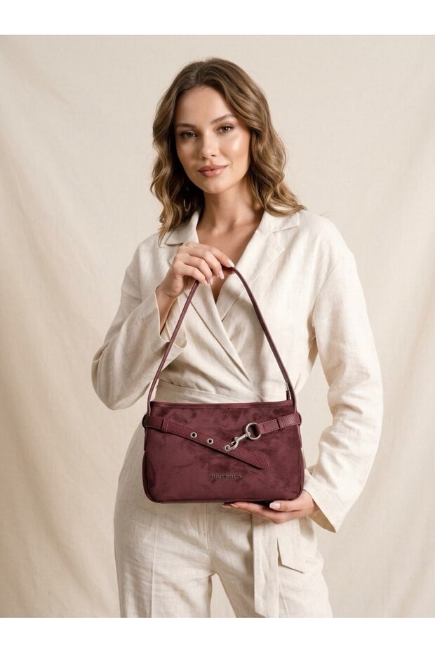 Women's Suede Multi-Compartment Stylish Large Size Hand and Shoulder Bag Size:32X17 cm Rc8022