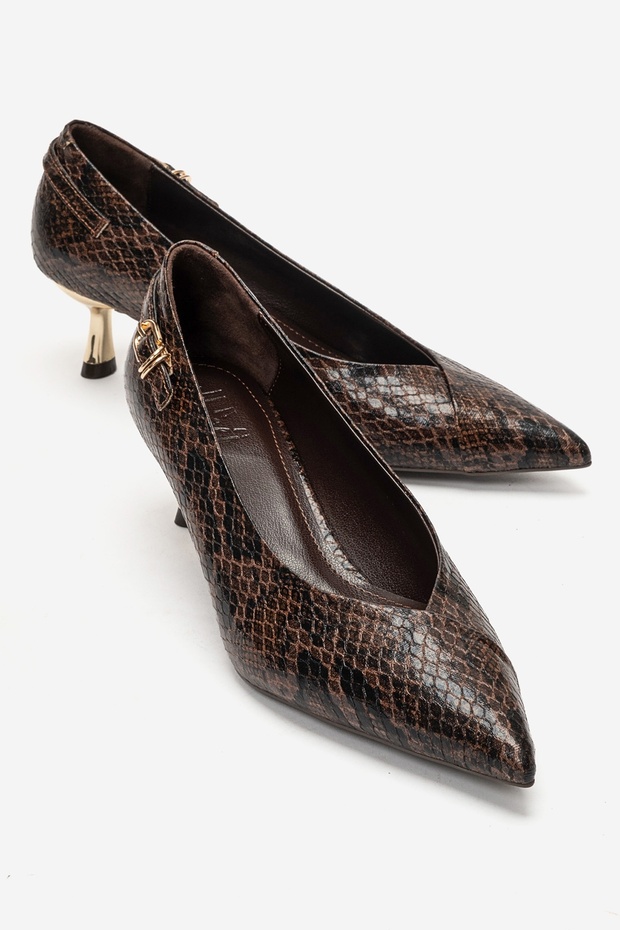 Archel Brown Patterned Women's Low Heel Shoes