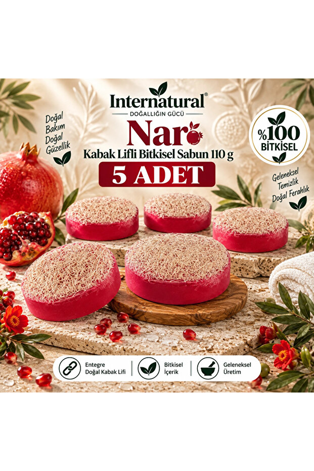 Internatural Pomegranate Pumpkin Fiber Herbal Soap 5 Pack (5 X 110 g)