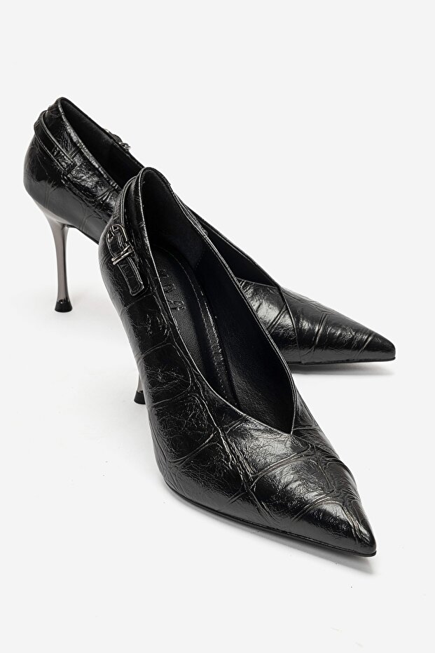 Polly Black Print Women's Heeled Shoes