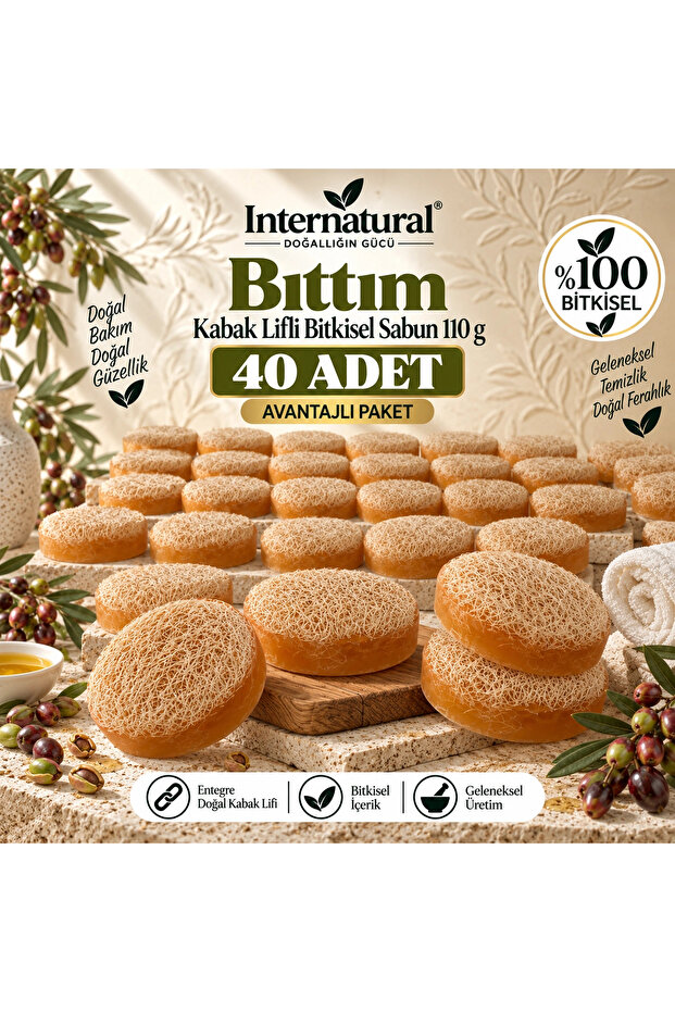 Internatural Bıttım Pumpkin Fiber Herbal Soap 40 Pack (40 X 110 g)