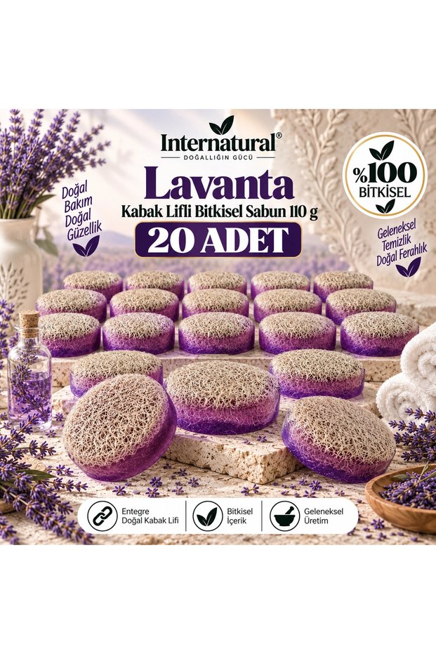 Internatural Lavender Pumpkin Fiber Herbal Soap 20 Pack (20 X 110 g)
