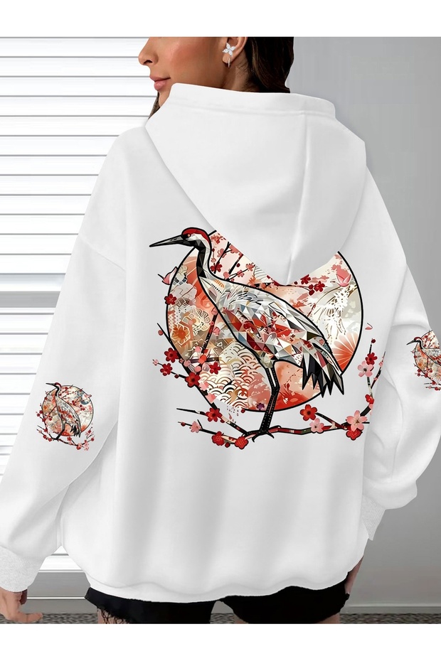 Unisex Sleeve Printed Hooded Kangaroo Pocket Comfortable Fit Regular Cut Sweatshirt