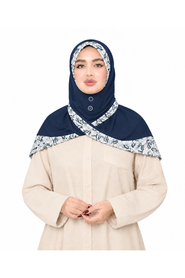 Linda Rayon Hijab for Women – Elegant Floral Border Modest Islamic Headscarf, Size M,