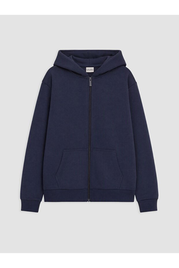 Rmz Gi̇yi̇m Farkiyla Hooded Thick Girls' Zipper Sweatshirt