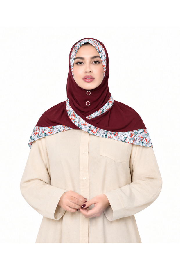 Linda Rayon Hijab for Women – Elegant Floral Border Modest Islamic Headscarf, Size M,