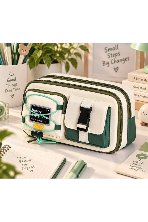 Multi-Compartment Pockets Large Capacity Washable Organizer Big Size Girls Boys Kids Teen Primary Middle High School Unisex Sporty Style Pen Holder Pencil Case