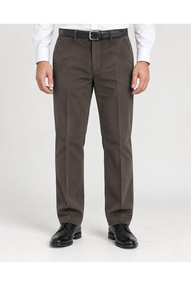 Men's Comfortable Fit High Quality Winter Thick Thermal Velvet Trousers with Fleece Inside Dad Ribbed Pants