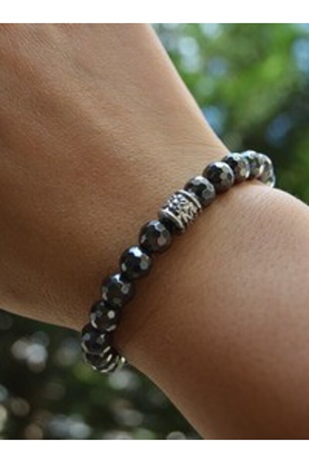 Faset-Cut Hematite Bracelet - Gray -