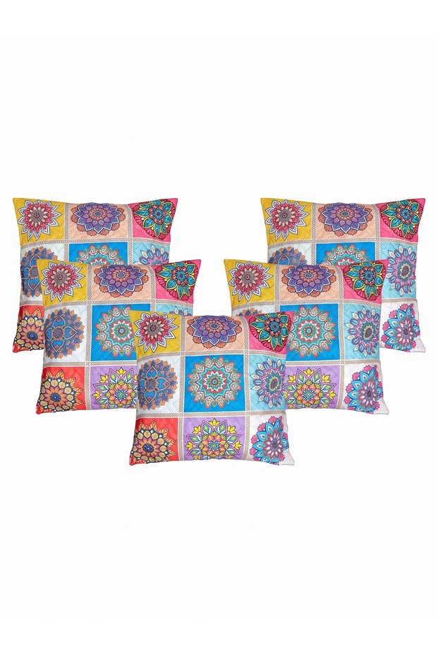 Cushion Covers Set of 5 – 45cm x 45cm | Soft, Durable for Sofa, Couch, Bed & Living Room Decor - Multicolor