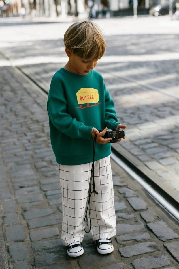 Boy's Butter Striped 100% Cotton Green Suit