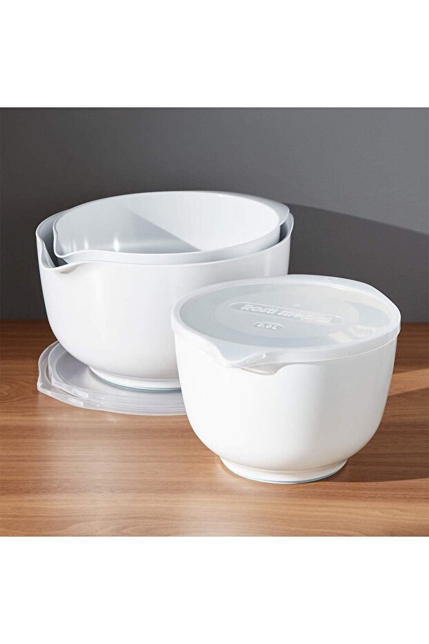 Rosti White Melamine Mixing Bowl Set with Lid