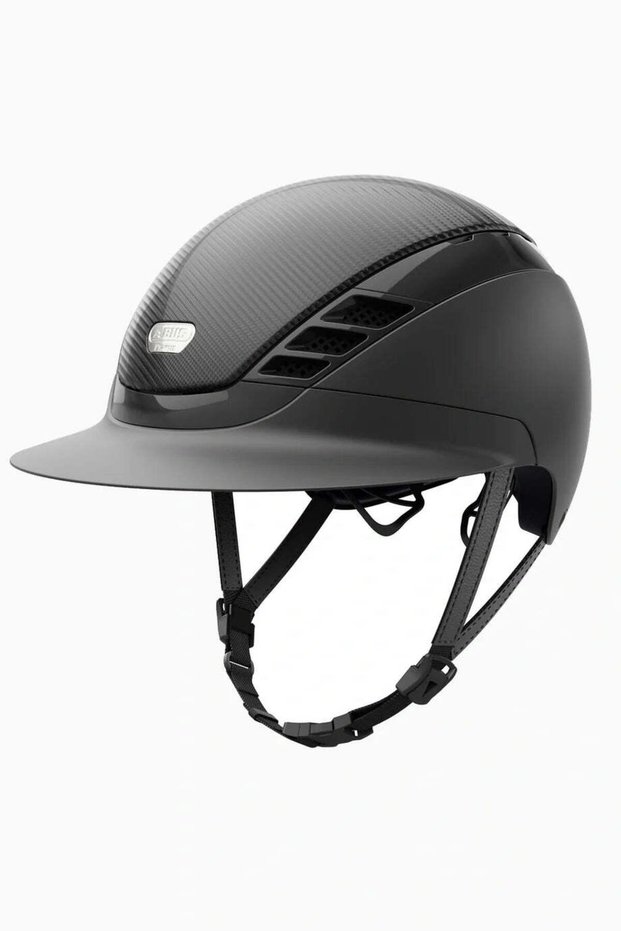 Airluxe Carbon Look Unisex Riding Helmet with Long Visor - Black