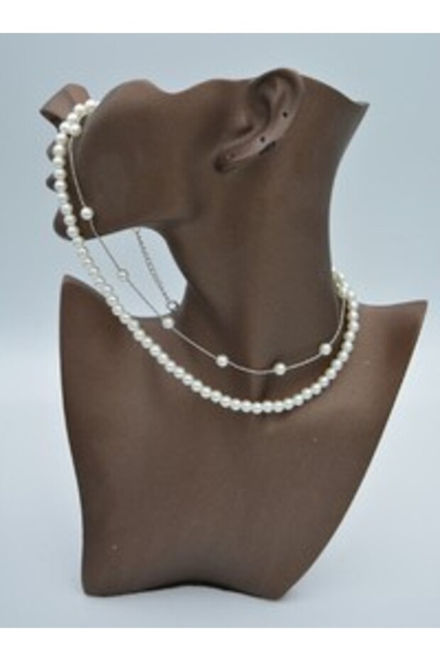 Double Pearl Necklace - White -