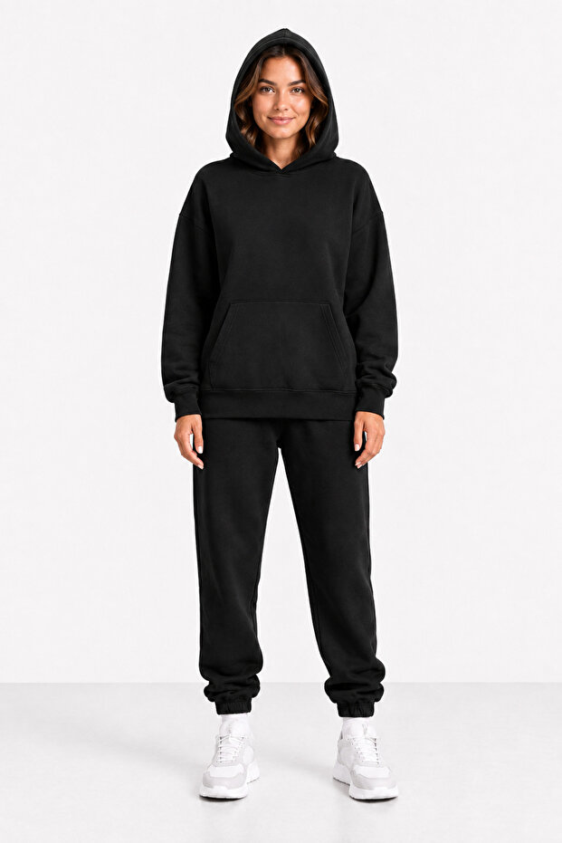 Women's Oversize Hooded Tracksuit Set Jogger Bottom Top Comfortable Fit Daily Basic Set