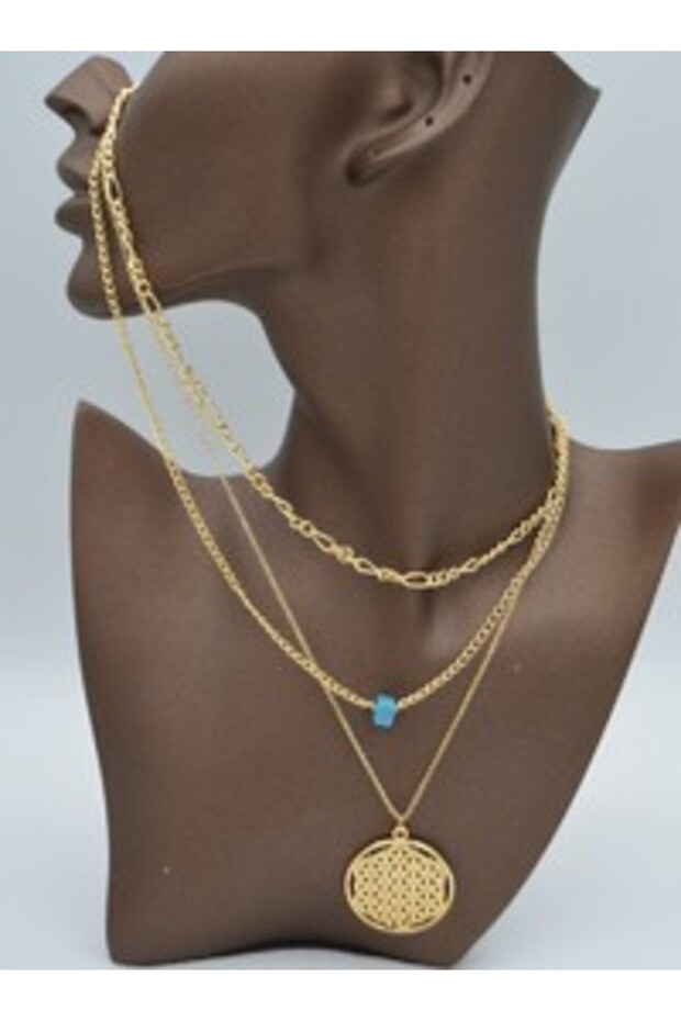 Flower of life triple necklace - gold color -