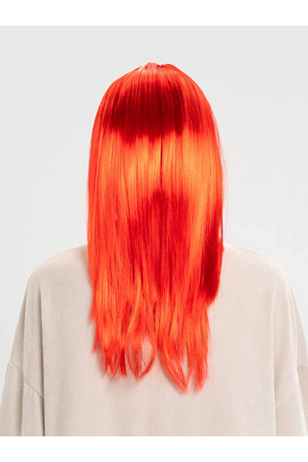 Red Color Long Straight Party Wig