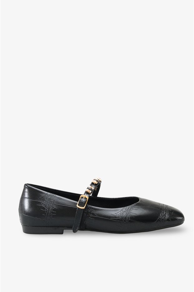 Cecylia Women's Ballet Flats - Black Crocodile