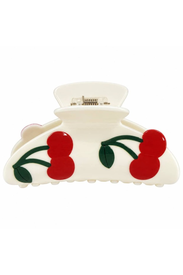 Cherry Patterned Large Size Latch Buckle – Cream