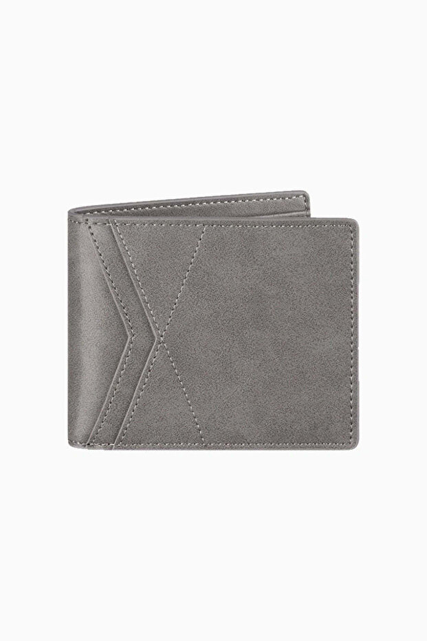Genuine Leather Gray Men's Card Holder - Gray