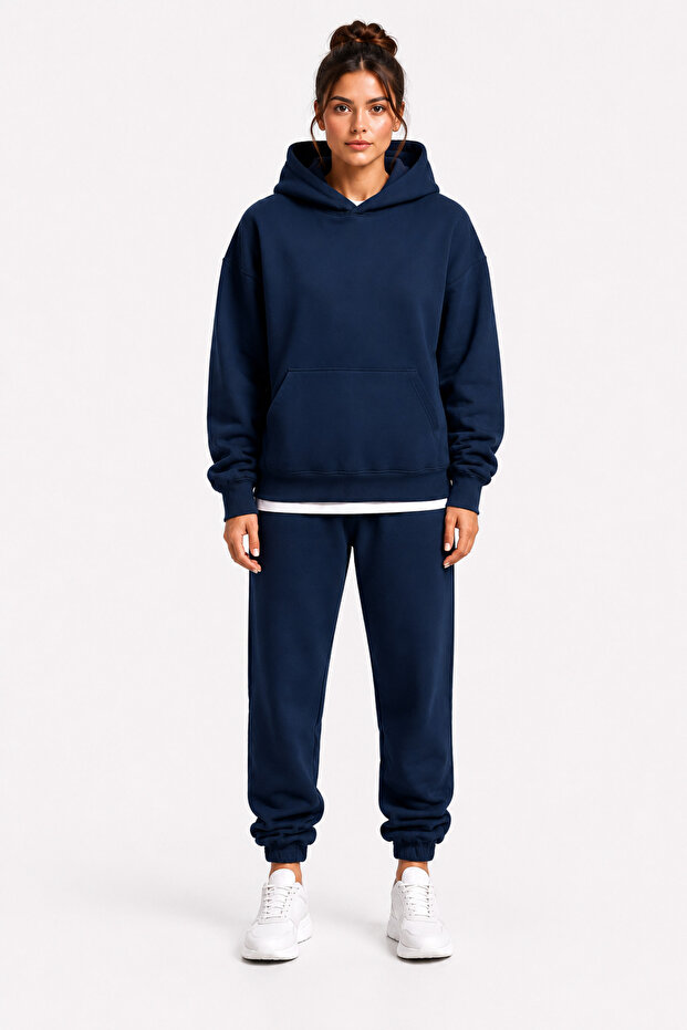 Women's Oversize Hooded Tracksuit Set Jogger Bottom Top Comfortable Fit Daily Basic Set