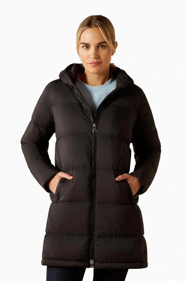 Bright down Women's Long Puffer Winter Coat - Black, m
