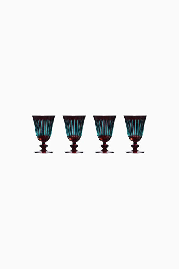Prism Handmade Luxury Set of 4 Blue Wine Glasses - Blue