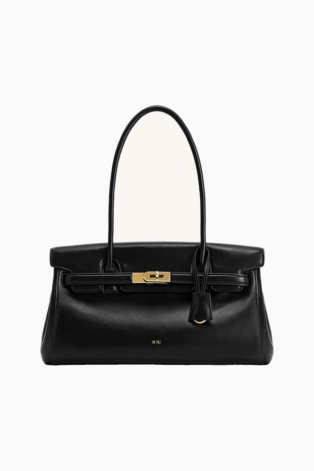 Yara Minimalist Black Leather Shoulder Bag