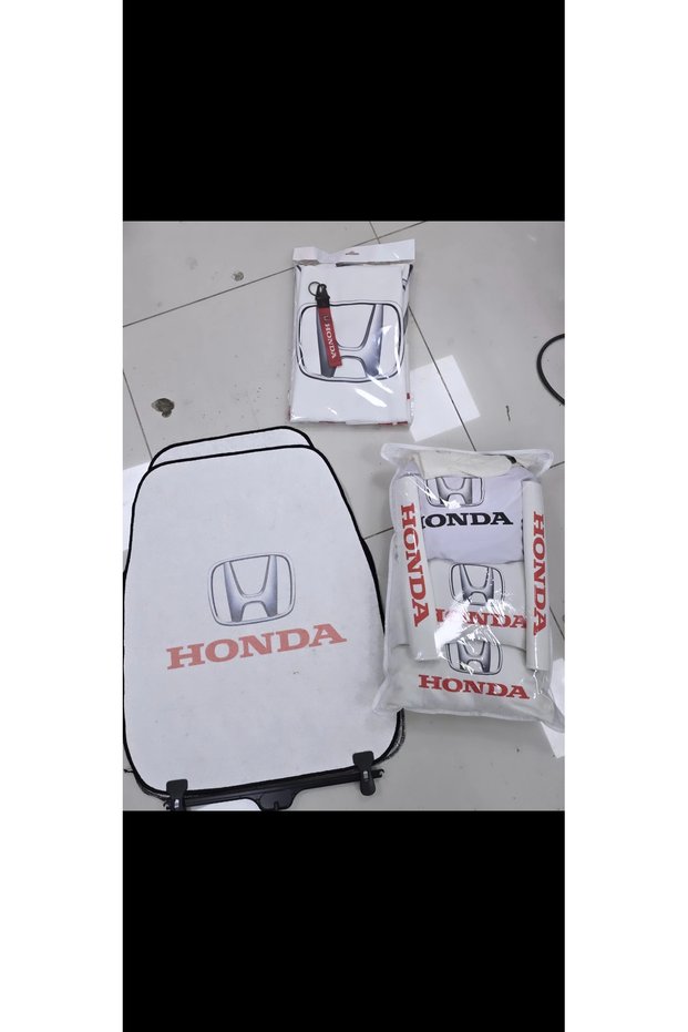 White Honda Super Set+Towel Set+Floor Mat (Service Cover, Cushion, Belt, Glove Box and Back Towel+Keychain H
