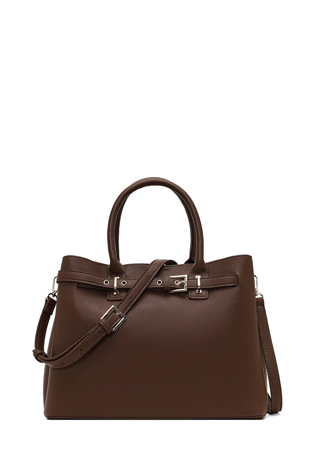Women's Brown Long Strap Classic Shoulder Bag Wb240002Sf