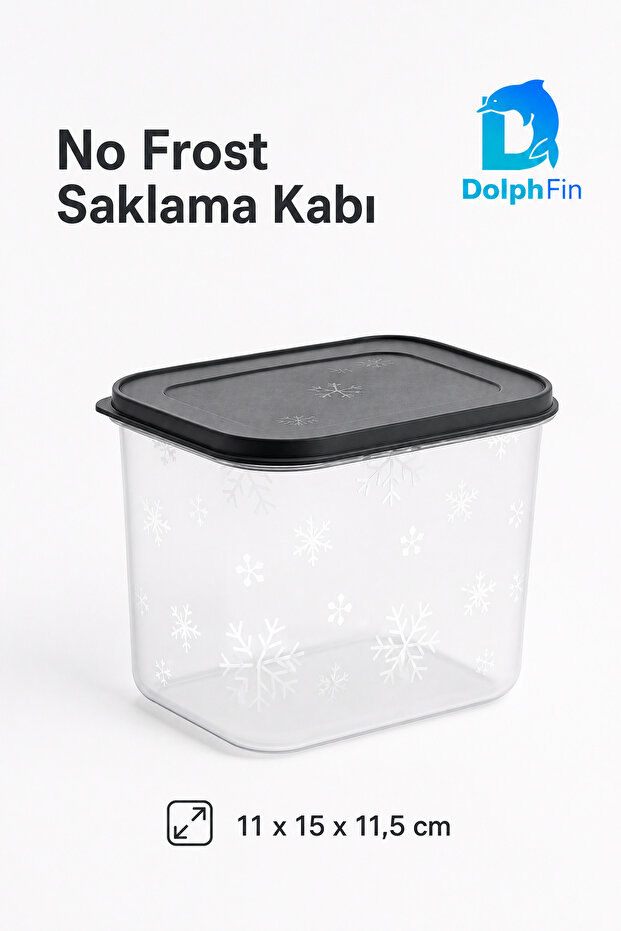 No Frost Storage Container Black 1400 ml 11 × 15 × 11.5 cm