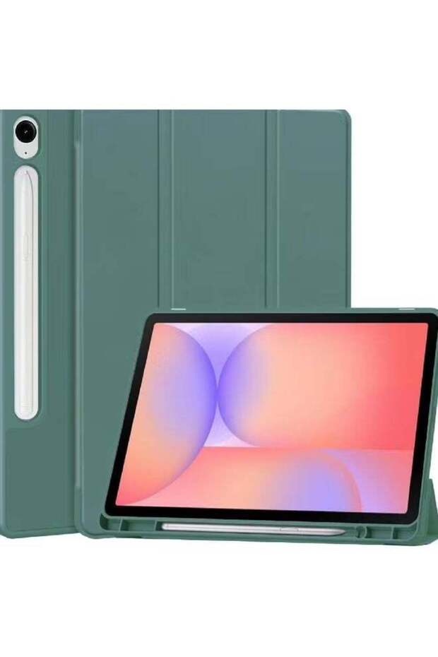Shockproof Case for Samsung Galaxy Tab S10 Lite 10.9 inch 2025 (SM-X400/SM-X406B) - Matte TPU Back Shell with Built-in Pencil Slot, Folio Smart Cover & Adjustable Kickstand -Dark Green