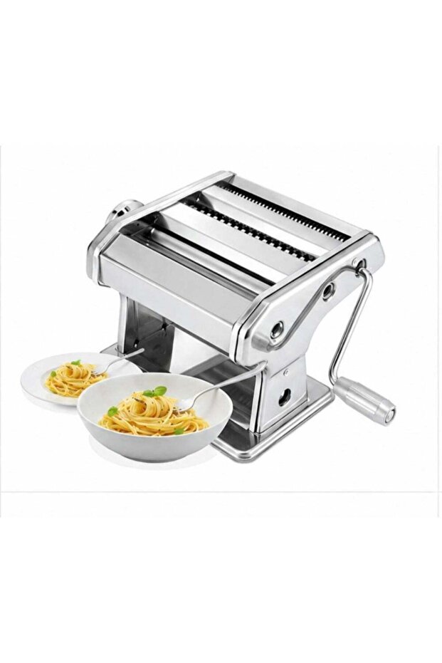Manual Pasta Maker Machine, Stainless Steel with 8 Thickness Settings and 2 Width Cutters