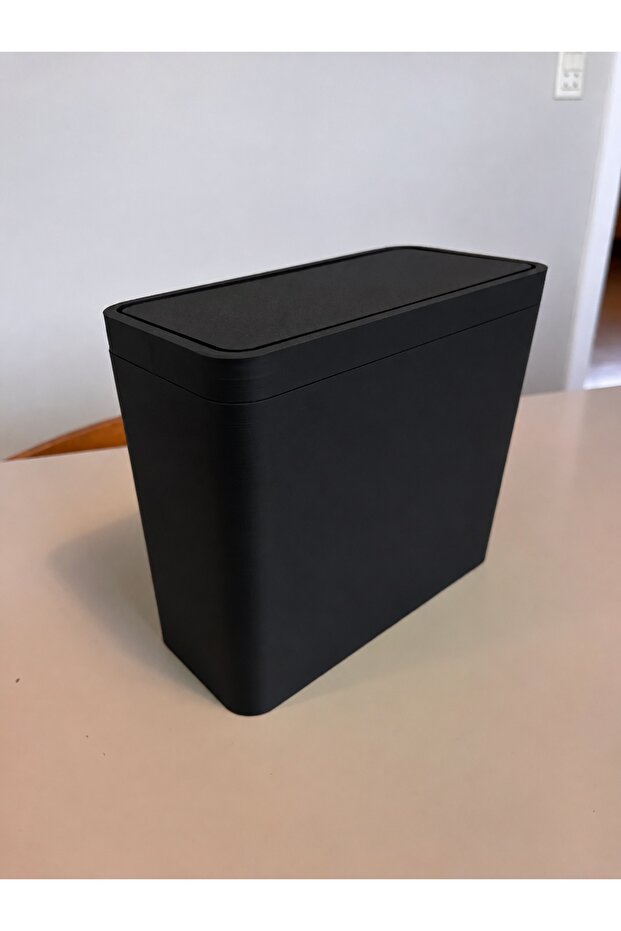 3D Printing Car Seat Back Trash Can with Strap Connection Lid Auto Interior Mini Bucket Foldable Black