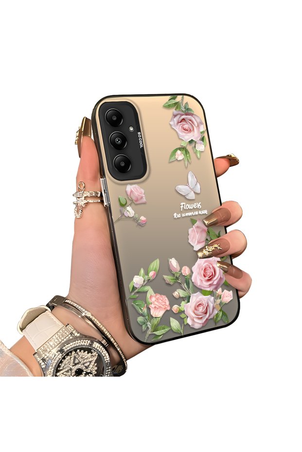 Samsung Galaxy A05S Compatible Elegant Pink Rose Butterfly Case, Slim Structure Fits the Phone Perfectly