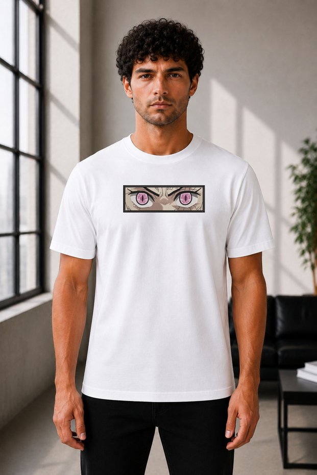 Unisex Oversize Demon Slayer Nezuko Kamado Embroidered Anime T-Shirt 100% Cotton
