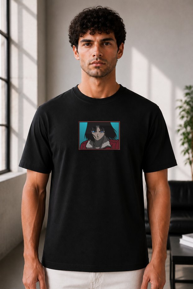 Unisex Oversize Kara No Kyoukai Embroidered Anime T-Shirt 100% Cotton