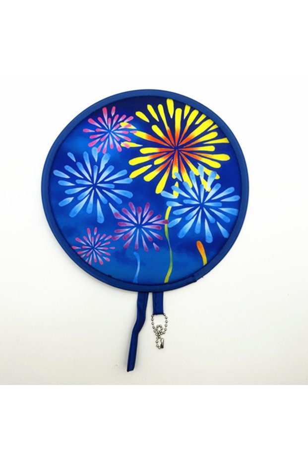 2PCS Blue New 6 PCS for Festival Party Gifts Personal Decoration Round Folding Handheld Fan Hand Fan
