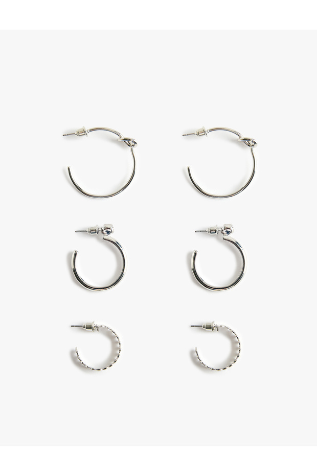 3-Piece Hoop Earrings Set with Rhinestones