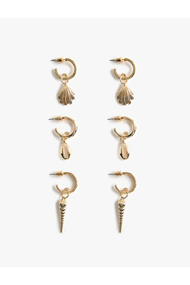 3-Piece Hoop Earring Set with Sea Shell Charms