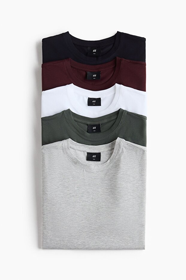 5'li Slim Fit Tişört