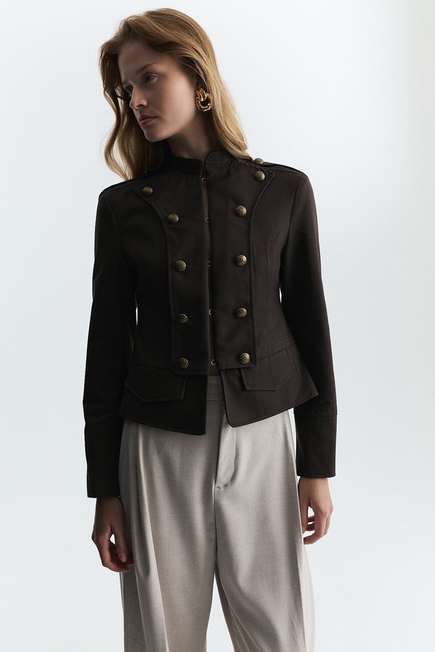 Button Detailed Epaulet Jacket